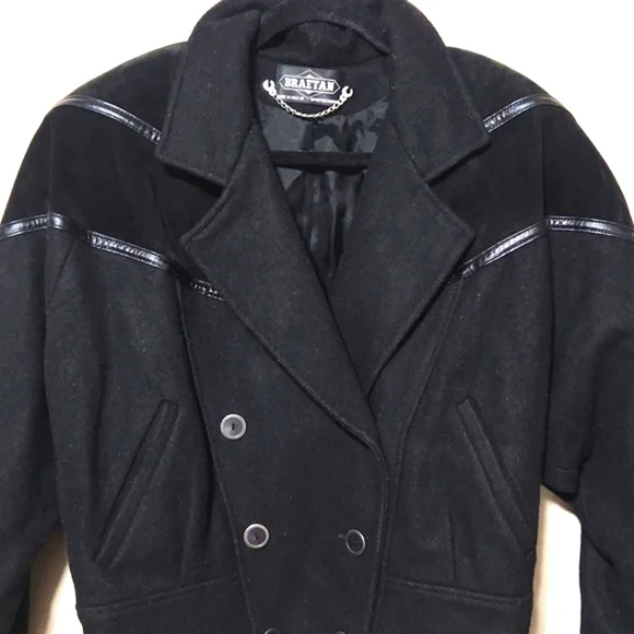 Braetan Vintage Union Made Double Breasted Cropped Jacket Suede Accents Size Med - Picture 10 of 15